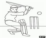 Cricket Coloring Cricketer Player sketch template