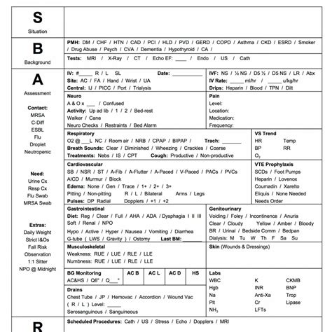 printable med surg report sheet