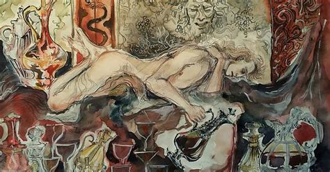 Bacchus Greek Mythology Artwork In Watercolor And Ink By Belarusian