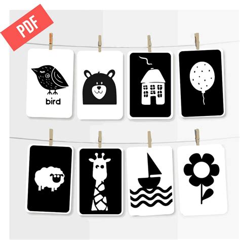 montessori black white art flash cards baby stimulation cards