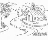 Coloring Pages Spring Landscape Nature Book sketch template