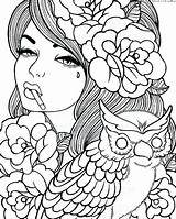 Coloring Pages Girls Girl Pen Printable Gel Pretty Size Detailed Rated Color Getcolorings Colorings Tattoo Getdrawings Print Female Adult sketch template