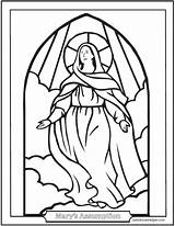 Coloring Pages Mary Assumption Glass Stained Catholic Virgin Saint Rosary Sheets Mother Window Drawing Religious Printable Sheet Blessed Mysteries Ccd sketch template