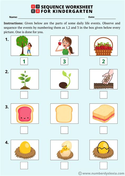 sequence worksheet  kindergarten