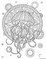 Coloring Pages Jellyfish Tribal Adults Pattern Adult Printable Color Print Colored Template Book Drawing Templates sketch template