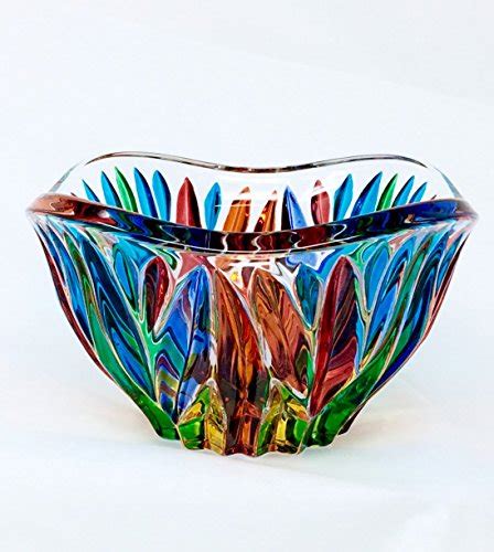 Murano Glass Flowervine Bowl Small Red Orange Blue
