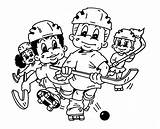 Hockey Coloring Kids Playing Pages Printable Description Colouring sketch template