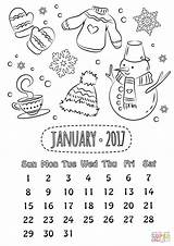 Coloring Calendar Pages January Printable sketch template
