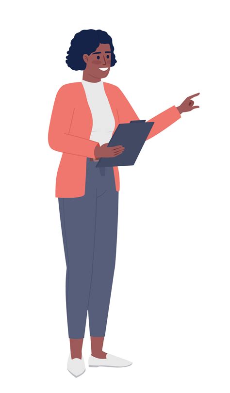 female supervisor  clipboard semi flat color vector character