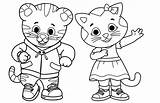 Coloring Pages Daniel Tiger Neighborhood Tigers Animals Kids A4 Print Teeth sketch template