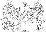 Coloring Thanksgiving Basket Cornucopia sketch template