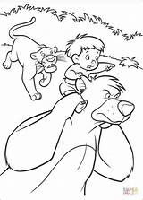 Baloo Bagheera Coloring Pages Running Together Boy Drawing sketch template