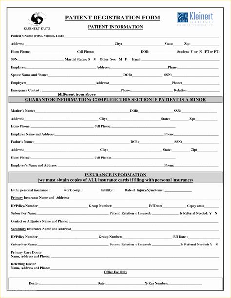 patient registration form template     printable patient