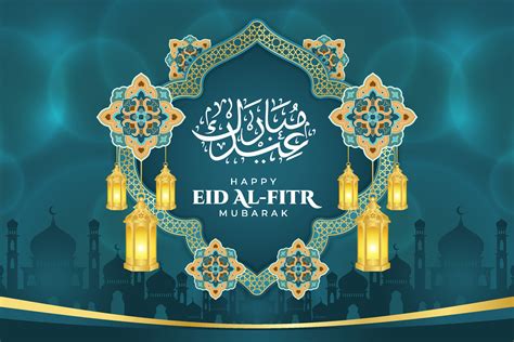 eid al fitr mubarak greeting islamic ornament template  background