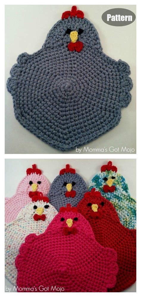 chicken potholder  crochet pattern  paid easter crochet