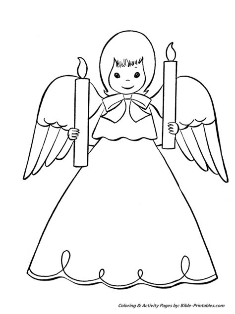 christmas scenes coloring pages angel  candles