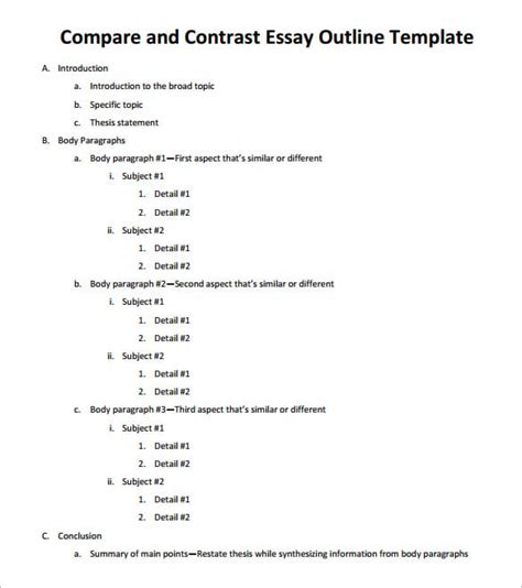 essay outline template  word  format