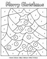 Christmas Color Numbers Tree Coloring Pages Kids sketch template