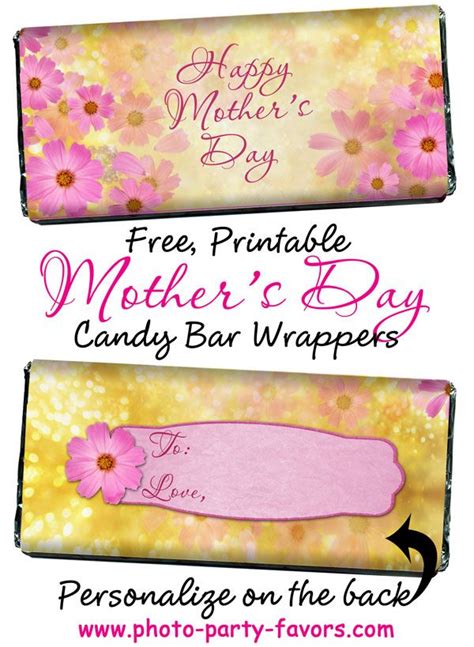 printable floral design mothers day candy bar wrapper give mom