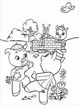 Pigs Coloring Little Three Pages Color Printable Third Playing Working While Recommended Print Kids sketch template