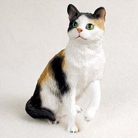 realistic hand painted calico shorthaired tabby figurine crafted