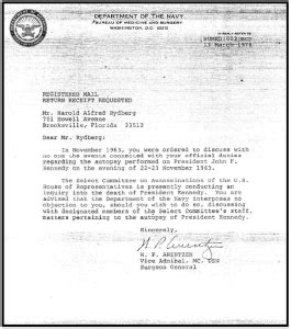 assassination  jfk department  navy letter