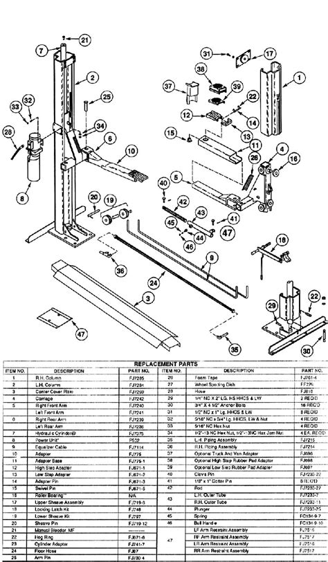 rotary lift parts diagram hanenhuusholli
