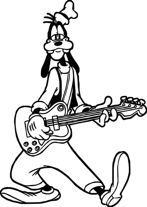 cool goofy playing  guitar coloring page coloring pages goofy color