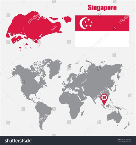 singapore map  world map flag stock vector royalty