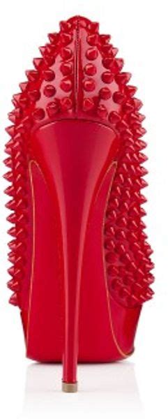 Christian Louboutin Lady Peep Spikes In Red Lyst