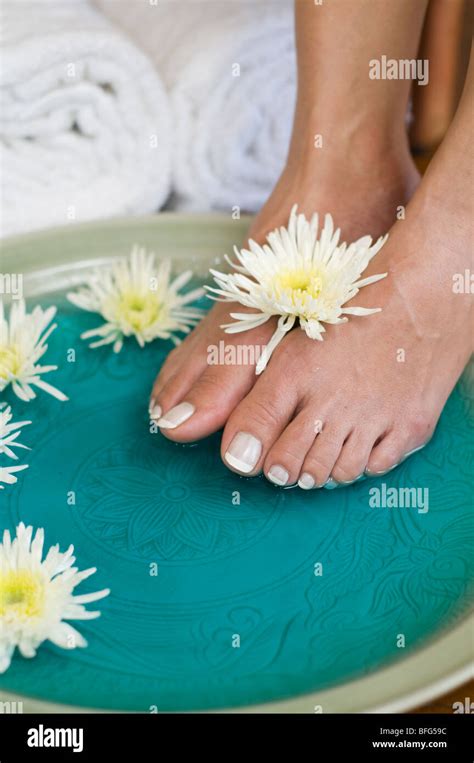 feet relaxing  health spa stock photo alamy