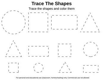 tracing shapes worksheet  janets creative printables tpt