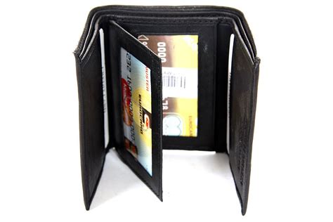 leather trifold  credit card  id window wallet black mens wallet ebay