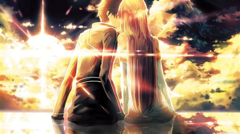 Hd Romantic Kiss Kirito And Asuna At Sunset Sword Art