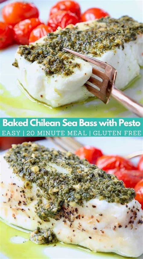 Easy Baked Chilean Sea Bass With Pesto Sea Bass Recipes Healthy Sea