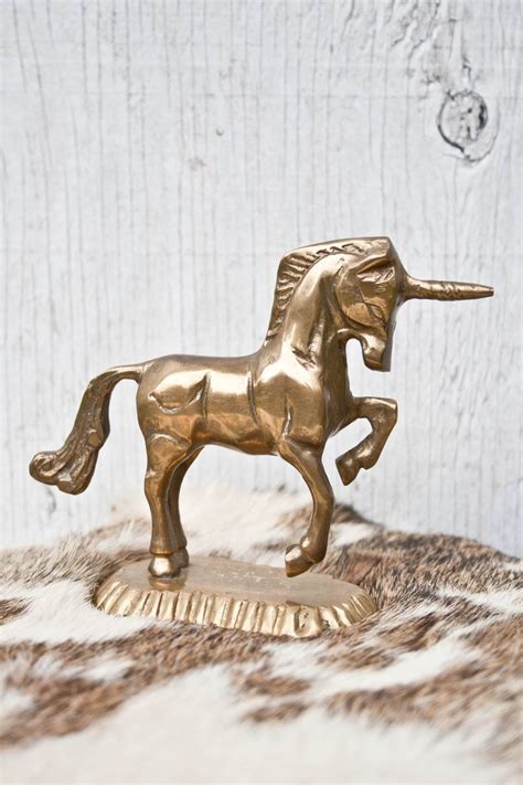 brass unicorn vintage unicorn figurine home decor  etsy