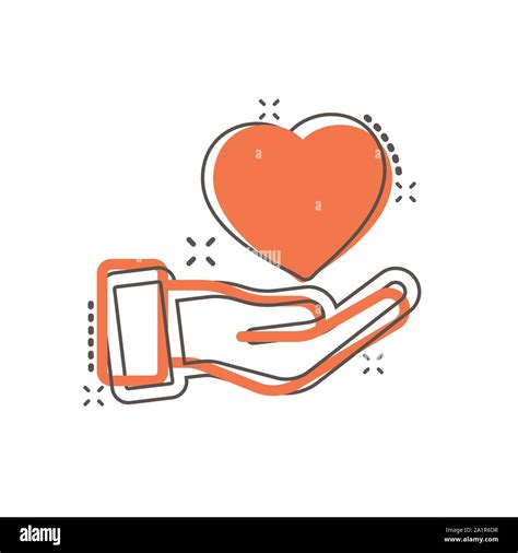 icono de heart care en el comic de estilo la caridad vector