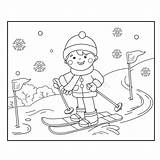 Fumetto Coloritura Ski Profilo Kleurend Paginaoverzicht Raad Blauw Oefening Pret Inschepen Uiterste Outline Sugli Ragazzo sketch template