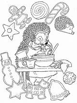 Coloring Jan Brett Pages Christmas Hedgie Cookies Treats Colouring Baking Clipart Color Animal Hat Printable Hedgehog Janbrett Library Books Kids sketch template