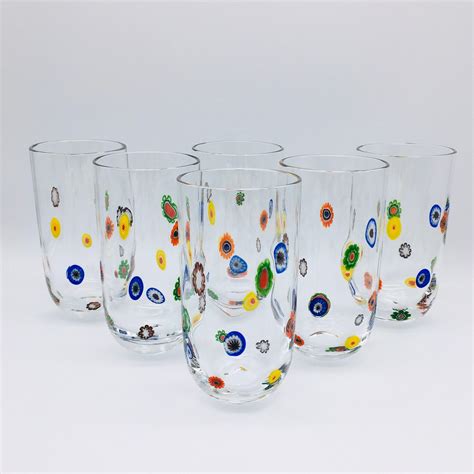 vintage murano millefiori tumblers italian art glass multi color