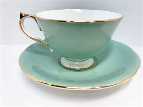 seafoam green aynsley tea cup  saucer sage aynsley antique teacups