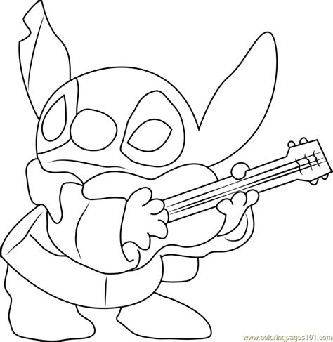 stitch playing guitar coloring page  lilo stitch coloring pages