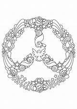 Coloring Peace Pages Hippie Sign Printable Mandala Signs Paix Adult Color Dove Keep Symbol Symbols Sheets Cool Heart Library Clipart sketch template