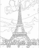 Coloring Eiffel Paris Tower Pages Adult Color France Drawing Easy Printable Therapy Digital Getdrawings Getcolorings Name Vector sketch template