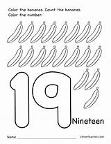 Number 19 Coloring Printable Writing Counting Line Drawing Getcolorings Pages Color Getdrawings sketch template