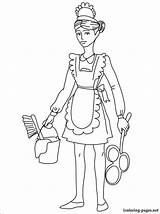 Maid Coloring Drawing Designlooter Pages Getdrawings 750px 04kb sketch template