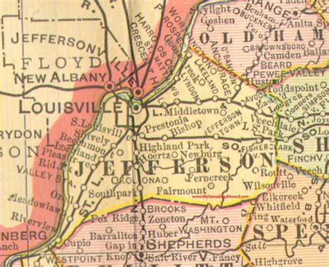 Jefferson County Kentucky 1905 Map Louisville Jefferson County
