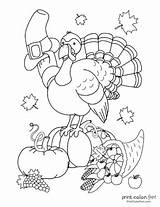 Coloring Turkey Cute Thanksgiving Printable Cartoon Pages Fun Color Print sketch template
