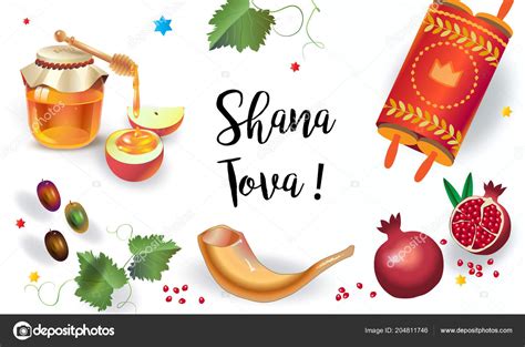 happy rosh hashanah greeting card jewish  year text shana stock
