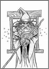 Coloring Pages Wizard Fantasy Adult Colouring Dover Book Creative Haven Color Adults Books Publications Printable Badass Elf Wizards Gothic Designs sketch template